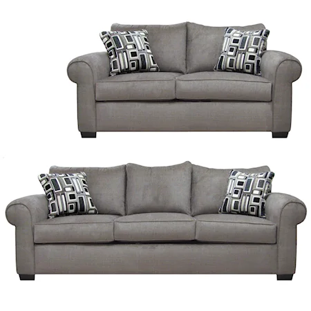 2 Piece Stationary Sleeper Sofa and Loveseat Group